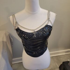 Dolls Kill Chain Strap Black Corset Size Medium